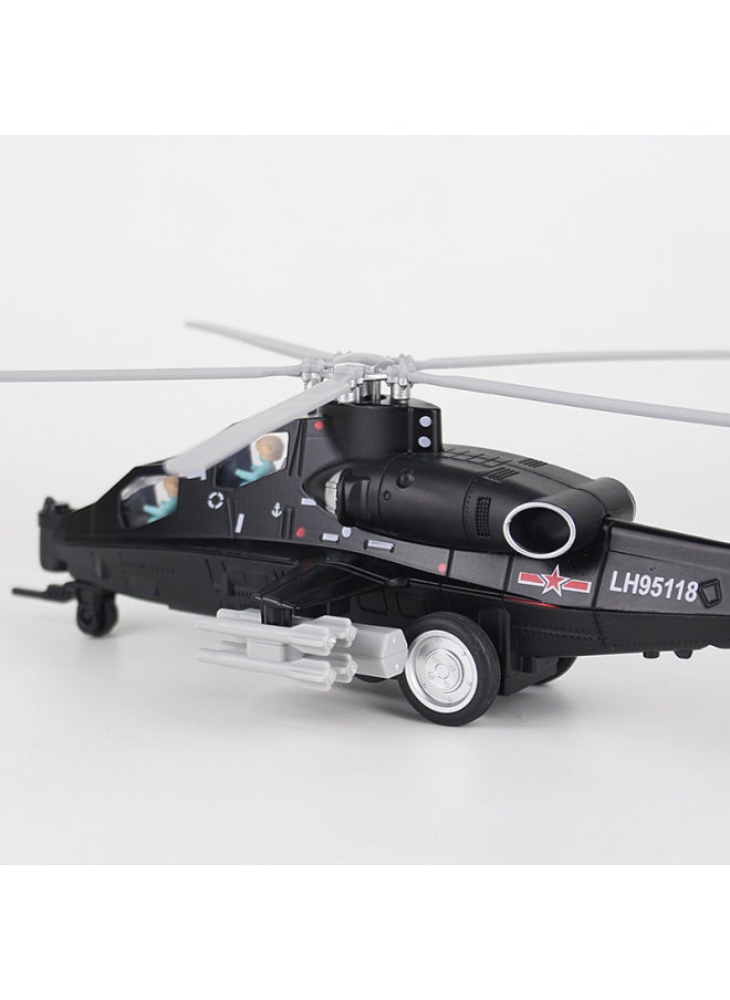 Wu Zhi 10 Aircraft Model Alloy Armed Helicopter 10 Simulation Metal Decoration Fighter Children's Toy Sound And Light-Color:Wu Zhishi Black