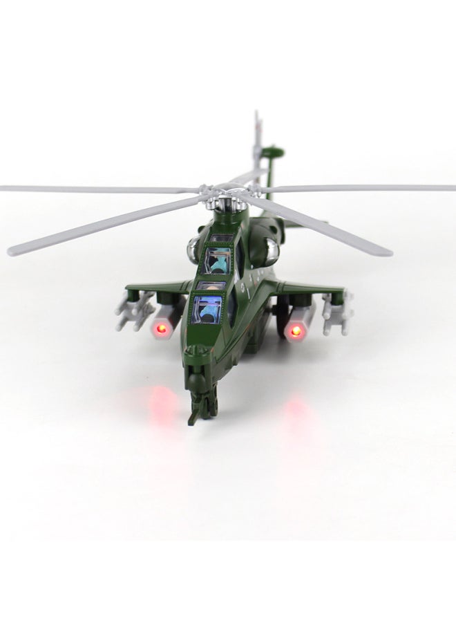 Wu Zhi 10 Aircraft Model Alloy Armed Helicopter 10 Simulation Metal Decoration Fighter Children's Toy Sound And Light-Color:Wu Zhishi Black