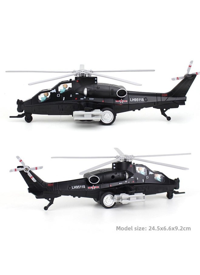 Wu Zhi 10 Aircraft Model Alloy Armed Helicopter 10 Simulation Metal Decoration Fighter Children's Toy Sound And Light-Color:Wu Zhishi Black