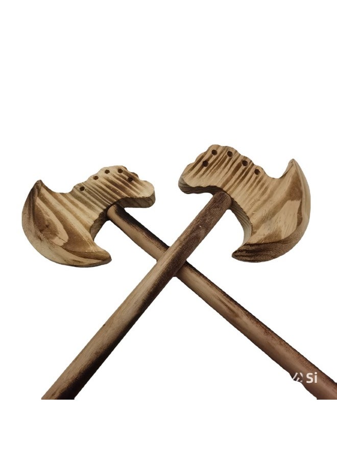 Wooden Carbonized Small God Axe Wooden Axe Open Mountain Axe Five-hole Axe Sword Toy Scenic Hot Crafts Wholesale-Color:All-Wood Five-hole Axe