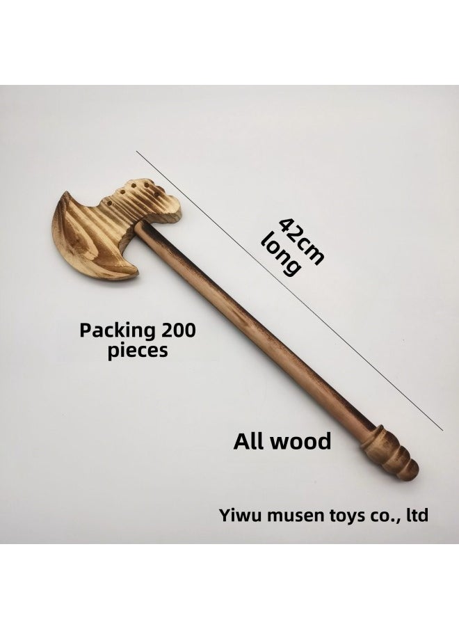 Wooden Carbonized Small God Axe Wooden Axe Open Mountain Axe Five-hole Axe Sword Toy Scenic Hot Crafts Wholesale-Color:All-Wood Five-hole Axe