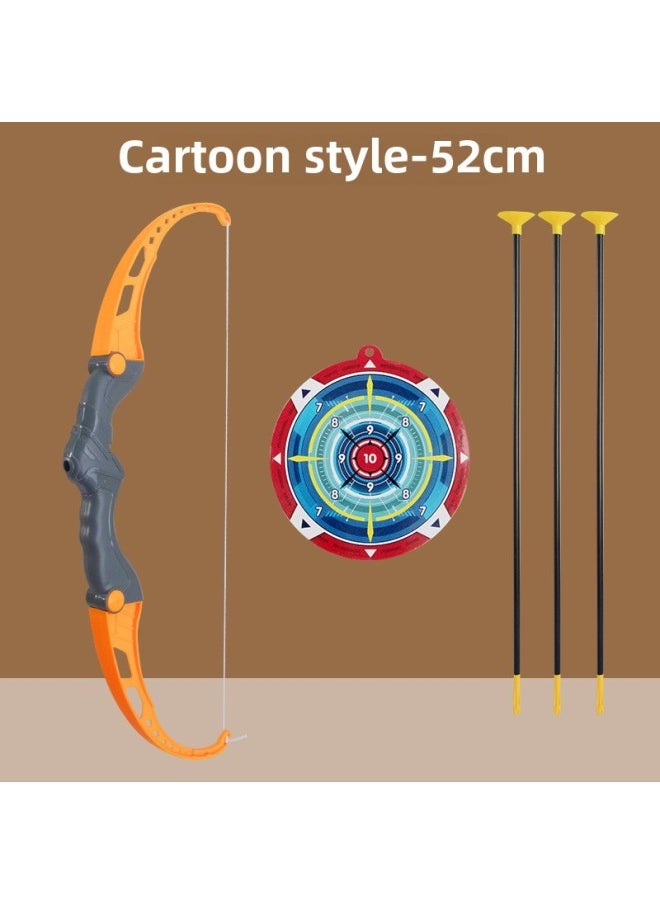 Children's Archery Toy Set With Suction Cup Target Bow And Arrows Sports Toy For Boys And Girls Shooting Game Plastic Material-Color:Orange [52cm] 3 Arrows