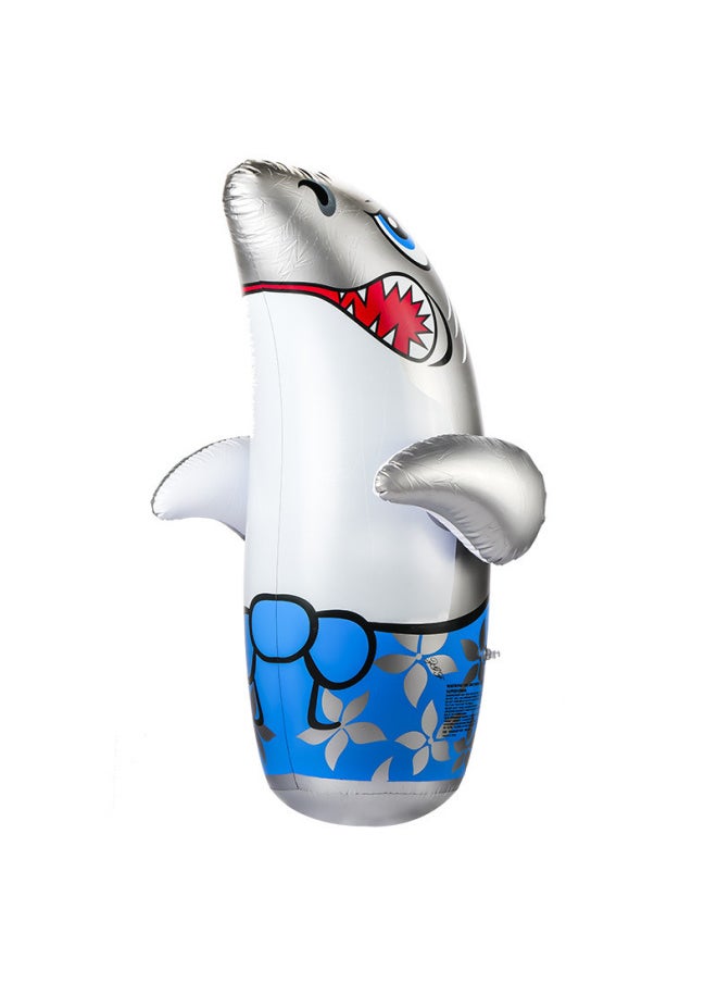 PVC Classic Cute Dolphin Penguin Inflatable Tumbler Sand 90cm Inflatable Animal Toys Deer-Color:Shark