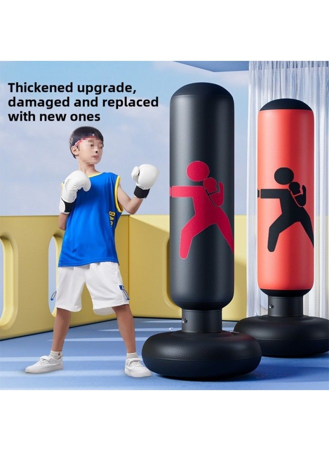 Children's Tumbler Boxing Column Sandbag Inflatable Sandbag Sanda Household Vertical Kids Toy Boxing Training Cool-Color:Thickened And Durable Leather [1.2m Dinosaur Green] Comes With Air Pump + Parent-child Boxing Gloves