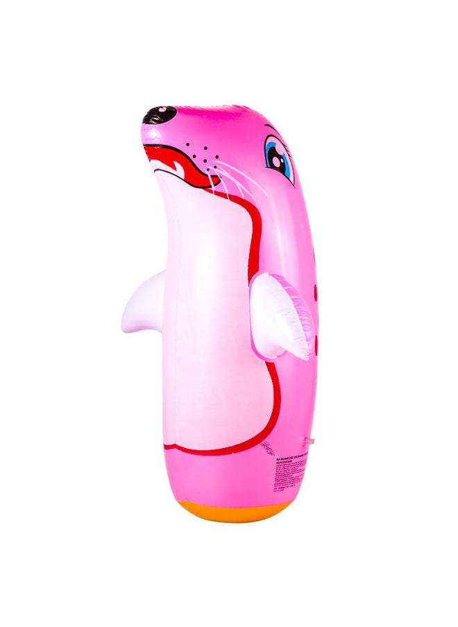 PVC Classic Cute Dolphin Penguin Inflatable Tumbler Sand 90cm Inflatable Animal Toys Deer-Color:Blue Penguin