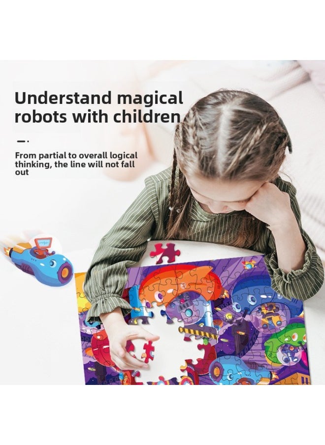 Ancient Original Mechanical Spacecraft Boxed Puzzle 100 Pieces Baby Early Childhood Education And Intelligence Puzzle Toy Game-Color:Happy Big Family 100 4343