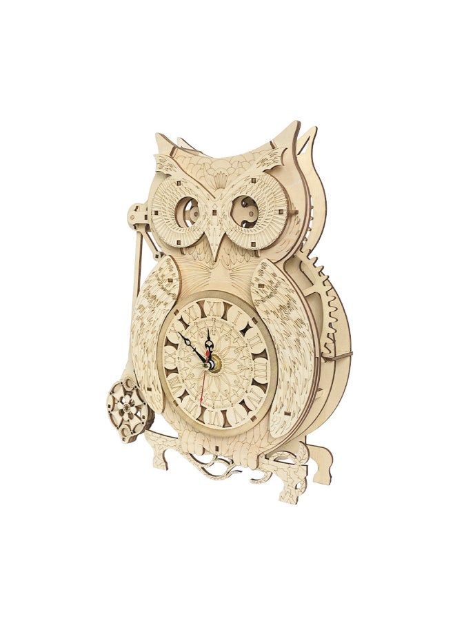 Creative Wooden Owl Clock Handmade Diy Three-dimensional Pendulum Clock Children's 3d Puzzle Puzzle Decompression Assembled Toy-Color:Support All Kinds Of Custom Clock