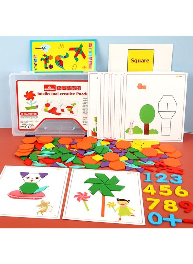 Young Children's Wooden Intelligence Development Puzzle Creative Brain Power Early Education Toy Shape Digital Cognitive Building Blocks Wholesale-Color:ADS-intellectual Creative Puzzle