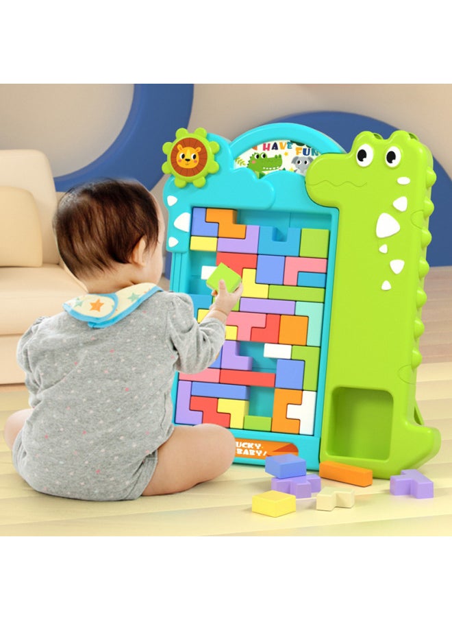 Tetris Puzzle Early Fun Game Toddler Development Intelligence Kindergarten 3 + Children's Games-Color:Tetris Building Blocks [Green] Crocodile