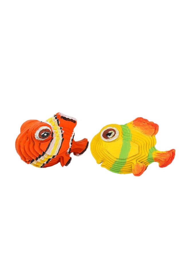 Wooden Painted Animal Jigsaw Puzzle Creative Puzzle Hand Assembled Children's Toys Manufacturers 3diy Three-dimensional Jigsaw Puzzle-Color:Fish
