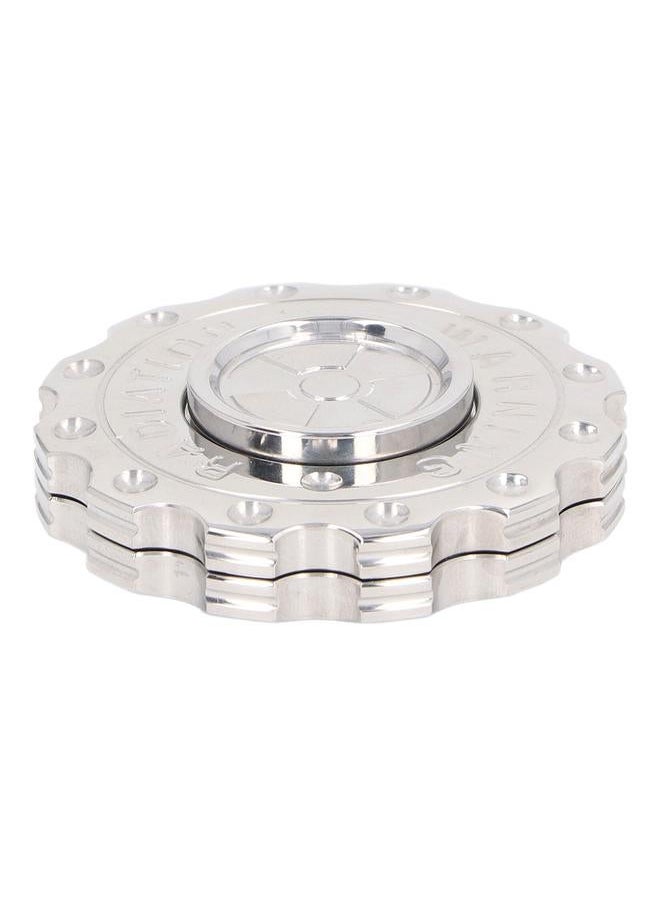 Gear Coin Slider Toy Round Metal Push Fingertip Rotating Stainless Steel Reduce Stress Decompression Polished Silver