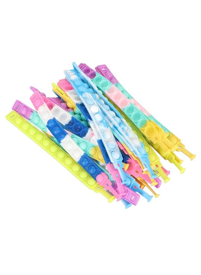31pcs Push Bubble Bracelet Multicolor Wristband Silicone Stress Reduing Entertaining Toy for Kids
