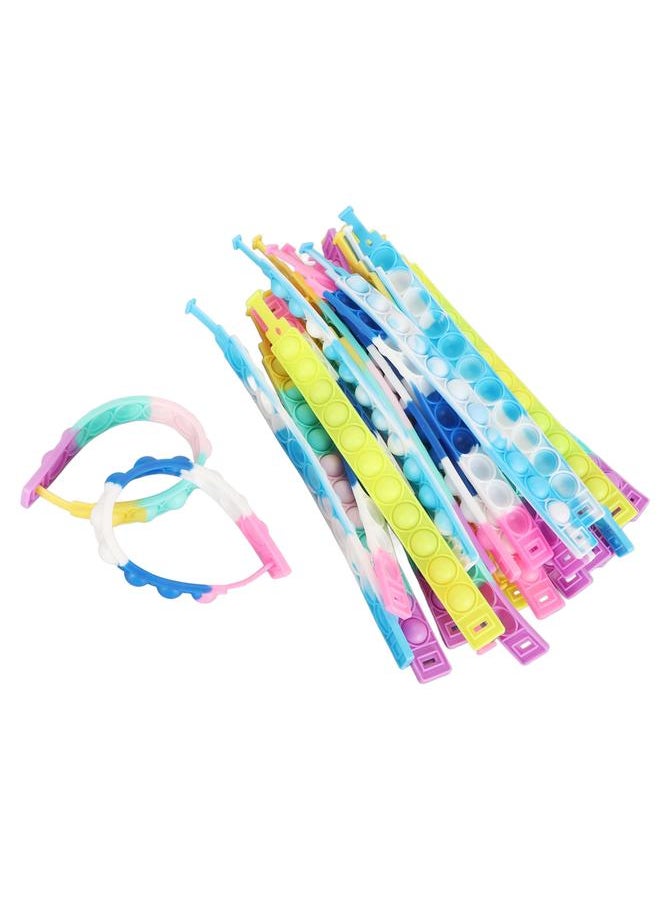 31pcs Push Bubble Bracelet Multicolor Wristband Silicone Stress Reduing Entertaining Toy for Kids
