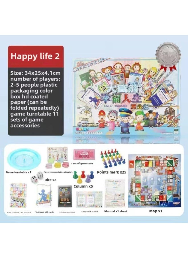 Genuine Monopoly Chess Q Edition Bronze Medal Silver Medal World China Tour Children's Powerhand Chess Board Game Toy-Color:Happy Life 2