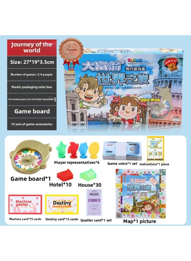 Genuine Monopoly Chess Q Edition Bronze Medal Silver Medal World China Tour Children's Powerhand Chess Board Game Toy-Color: World Tour