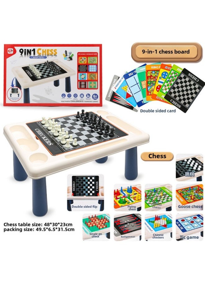 Flying Chess Carpet Gobang Checkers Chess All-in-One Magnetic Absorption Foldable Chessboard Children's Educational Toys-Color:Take Table  Vs. Chessboard -5512