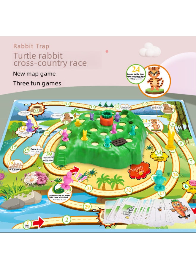 Children's Turtle And Rabbit Race Toy Upgrade Turtle And Rabbit Cross-country Race Rabbit Trap Defend Radish Interactive Desktop Game-Color: Basic Edition-turtle Rabbit Trap 500g