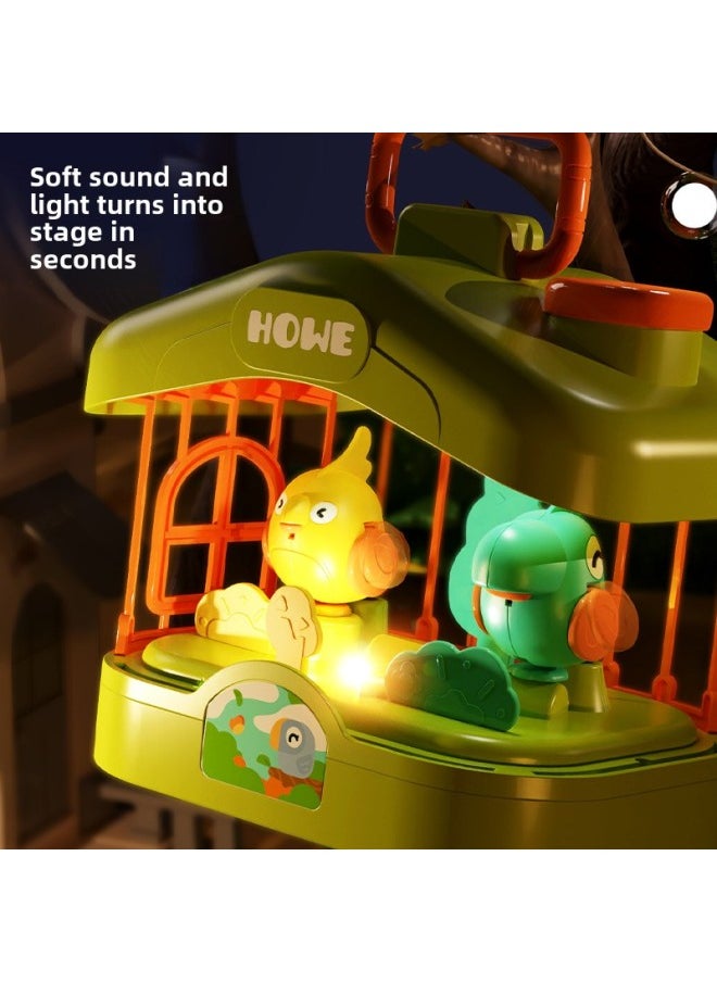 Talking Birdcage Aquarium Children's Early Education Voice Control Induction Simulation Bird With Light Music Educational Toys-Colour:Green  Birdcage-voice Control To Speak E-commerce Box