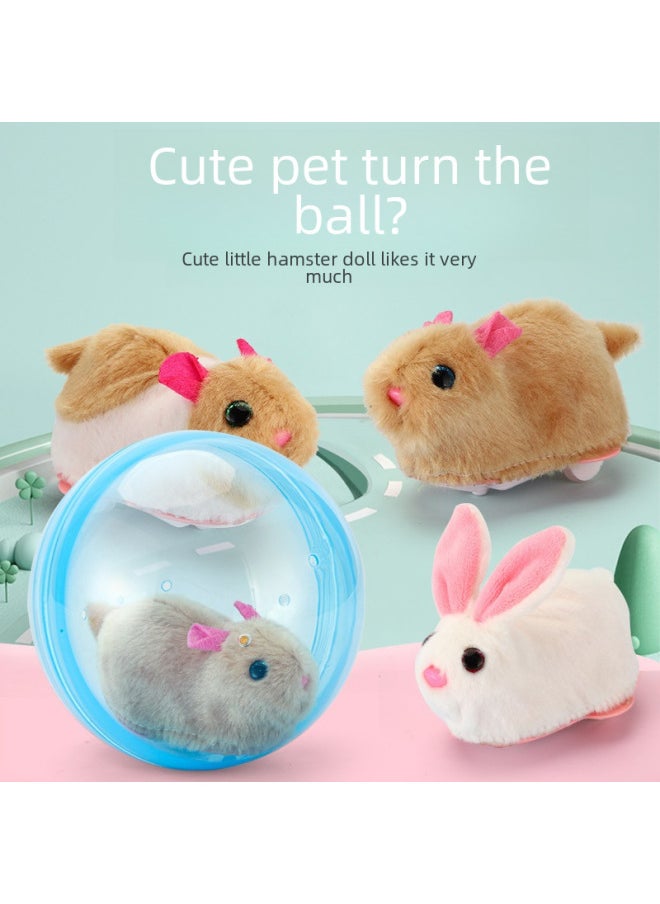 Electric Rabbit Cat Toy Rolling Ball Interactive Teasing Electronic Plush Dog Toy Bestseller-Color: Small White Rabbit Crawling Ball (pink Ball)-Specifications:With Ordinary Battery