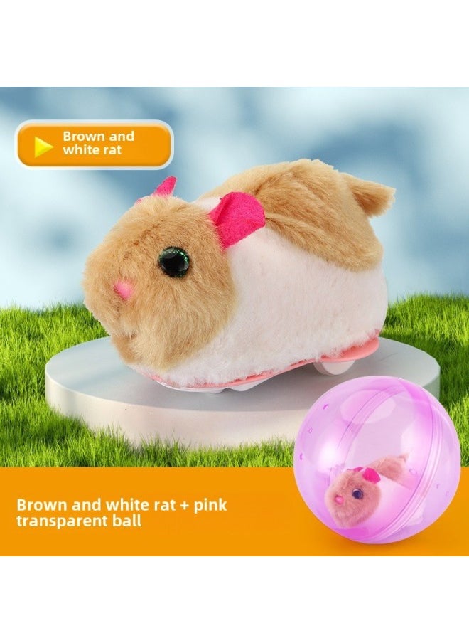 Electric Rabbit Cat Toy Rolling Ball Interactive Teasing Electronic Plush Dog Toy Bestseller-Color: Yellow And White Hamster Crawling Ball (pink Ball)-Specifications:With Rechargeable Battery + Charger
