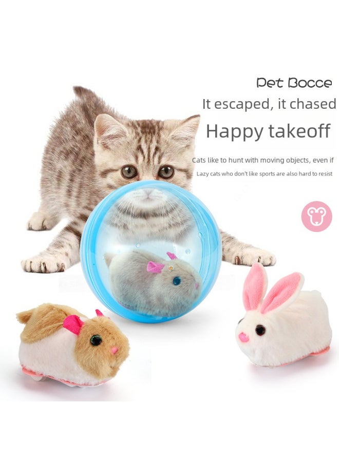 Electric Rabbit Cat Toy Rolling Ball Interactive Teasing Electronic Plush Dog Toy Bestseller-Color: Yellow And White Hamster Crawling Ball (pink Ball)-Specifications:With Rechargeable Battery + Charger