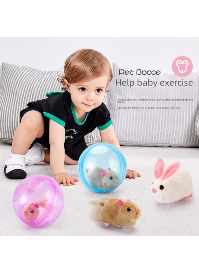 Electric Rabbit Cat Toy Rolling Ball Interactive Teasing Electronic Plush Dog Toy Bestseller-Color: Yellow And White Hamster Crawling Ball (pink Ball)-Specifications:With Rechargeable Battery + Charger