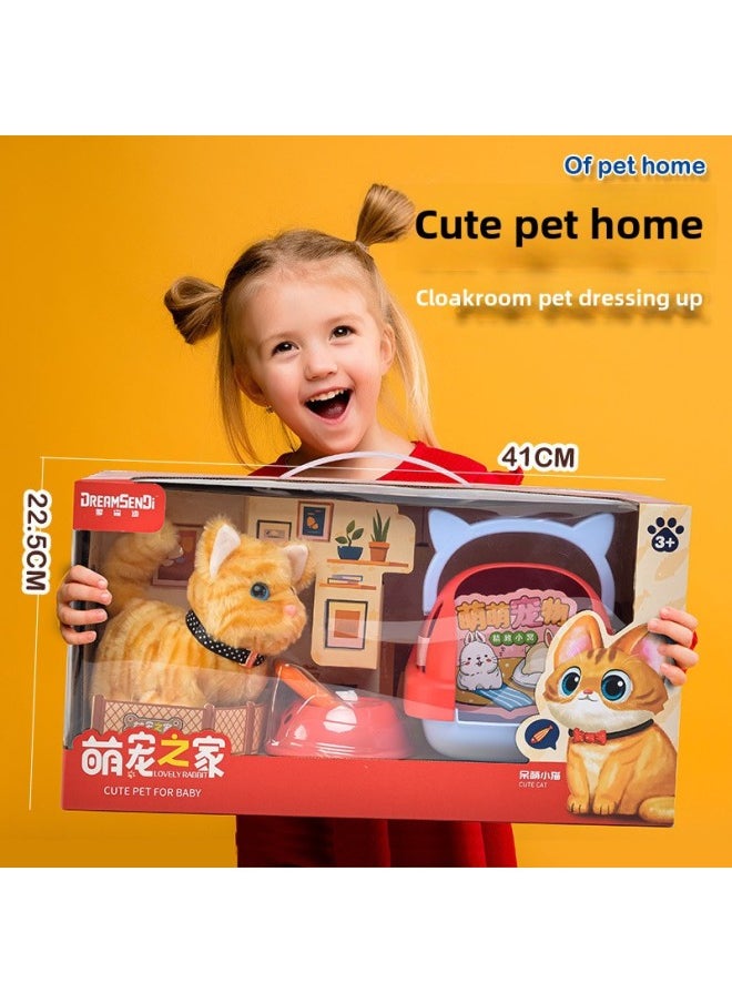Supermarket Gift Box Simulation Electric Dog Plush Pet Toy Calling Walking Teddy White Rabbit Children's Gift-Color:Teddy ]