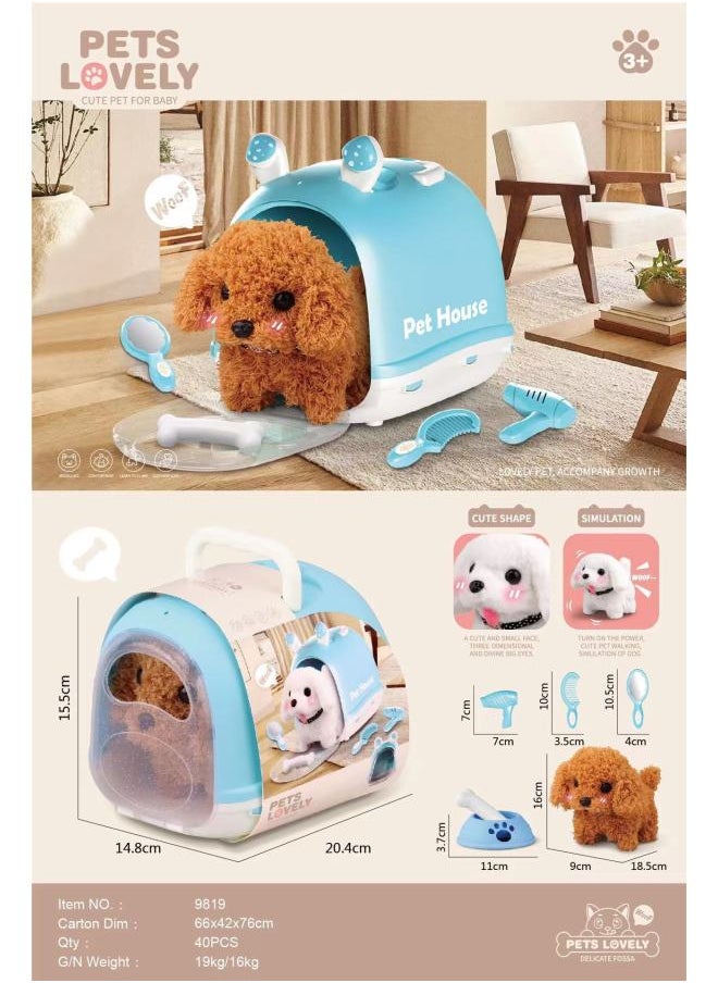 Supermarket Gift Box Simulation Electric Dog Plush Pet Toy Calling Walking Teddy White Rabbit Children's Gift-Color:Teddy ]