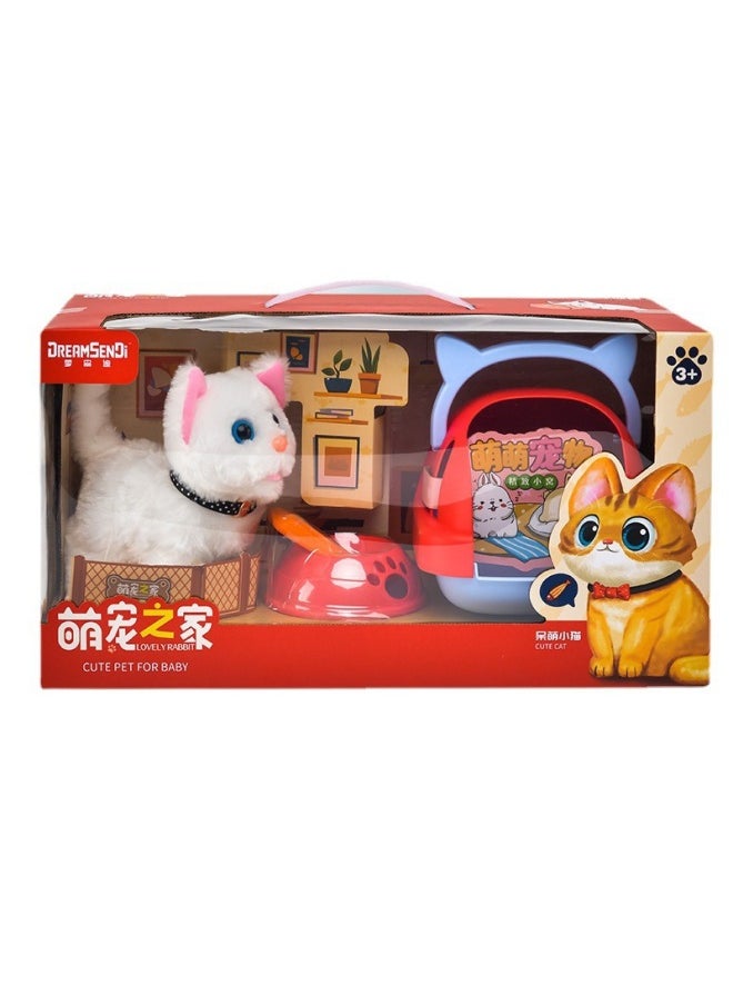 Supermarket Gift Box Simulation Electric Dog Plush Pet Toy Calling Walking Teddy White Rabbit Children's Gift-Color:Electric Plush Bichon Dog ]