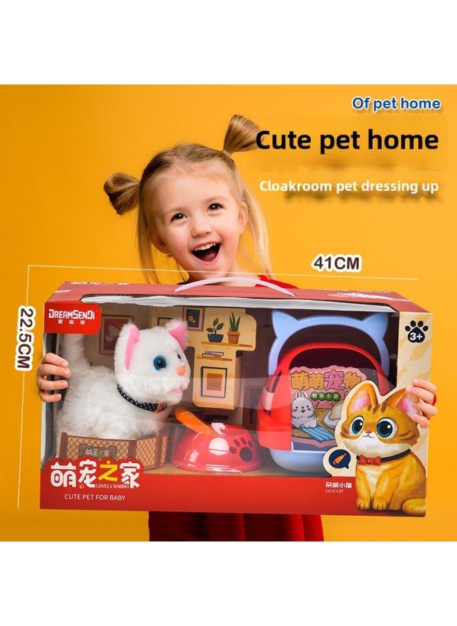 Supermarket Gift Box Simulation Electric Dog Plush Pet Toy Calling Walking Teddy White Rabbit Children's Gift-Color:Electric Plush Bichon Dog ]