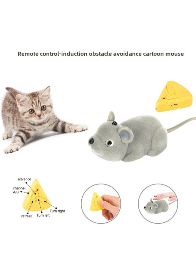 Remote Control Induction Obstacle Avoidance Mouse Simulation Trick Animal Model Children's Toy Funny Cat Funny Dog Cute Pet So Cute-Color:Remote Sensing Mouse