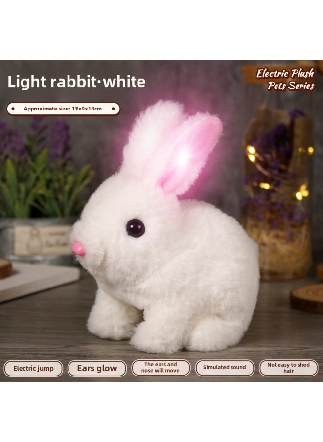 Children's Simulated Teddy Rabbit Electric Pet Dog Plush Walking Barking Toy Electronic Pet Dog Toy-Color:Light Rabbit ]-Specifications:Screwdriver +2 Batteries