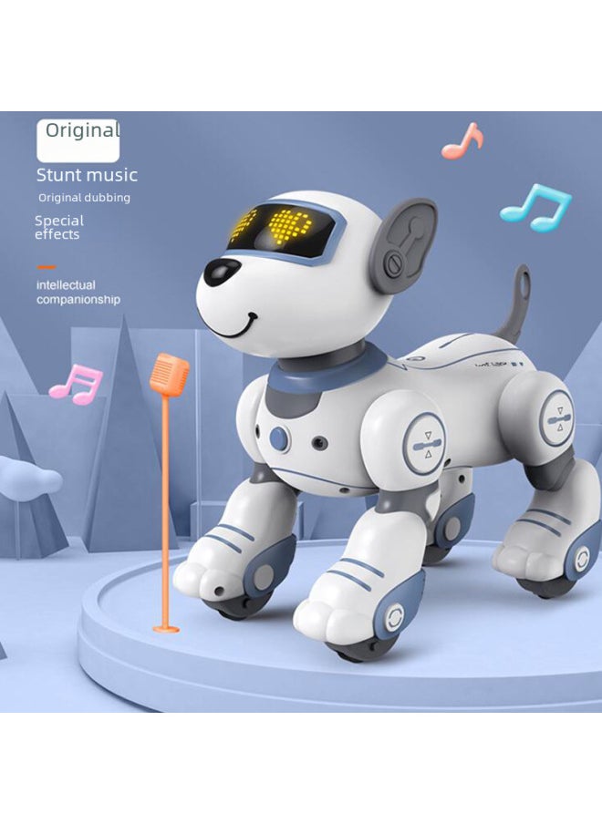 Russian Children's Intelligent Robot Dog Toy Cute Pet Can Move And Dance Electronic Dog Pet Companion Robot-Color:(Russian)  White Blue Smart Dog