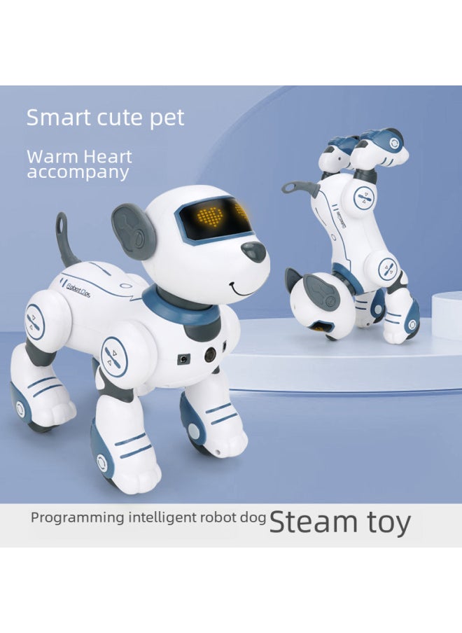 Russian Children's Intelligent Robot Dog Toy Cute Pet Can Move And Dance Electronic Dog Pet Companion Robot-Color:(Russian)  White Blue Smart Dog