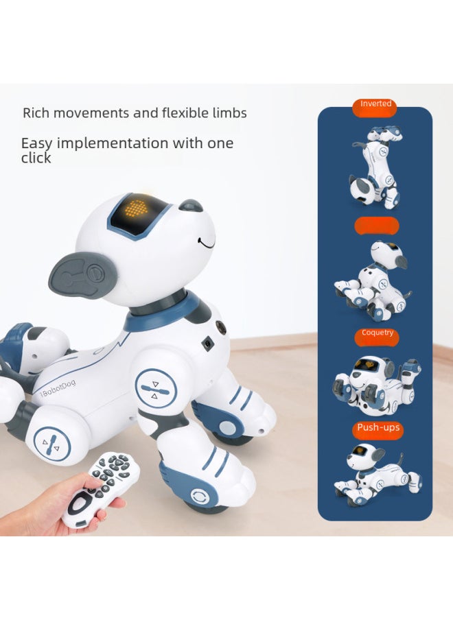 Russian Children's Intelligent Robot Dog Toy Cute Pet Can Move And Dance Electronic Dog Pet Companion Robot-Color:(Russian)  White Blue Smart Dog