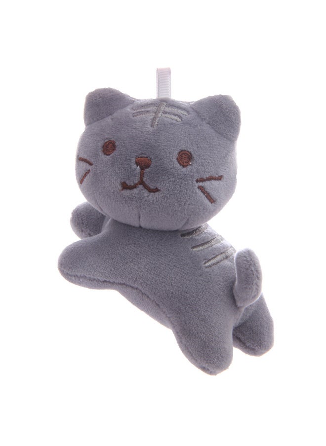 Ins Cartoon Cat Plush Doll Small Kitten Doll Backpack Pendant Pet Toy Machine Plush Toy-Color:Grey-Height:10cm