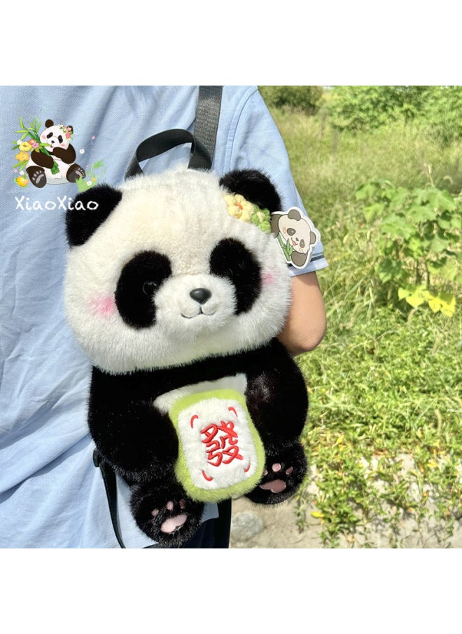 Explosions Cute Simulation Flower Panda Holding Fortune Apple Agaro Gourd Backpack Backpack Doll Doll-Color:Mushroom Style-Height:Small Size 29cm