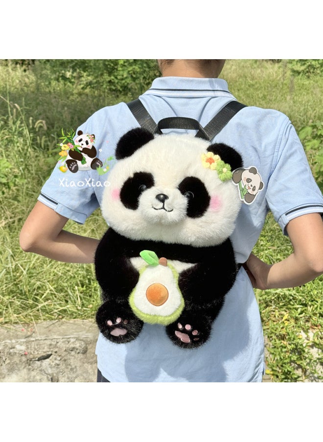 Explosions Cute Simulation Flower Panda Holding Fortune Apple Agaro Gourd Backpack Backpack Doll Doll-Color:Mushroom Style-Height:Small Size 29cm