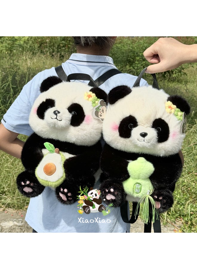 Explosions Cute Simulation Flower Panda Holding Fortune Apple Agaro Gourd Backpack Backpack Doll Doll-Color:Mushroom Style-Height:Small Size 29cm