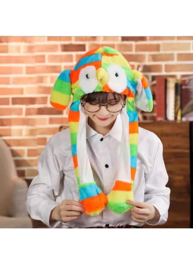 Shake The Sound With The Net Red Hat Ears Can Move The Rabbit Airbag Hat Cartoon Children Funny Luminous Music Hat-Color:99-Height:The Ears Move