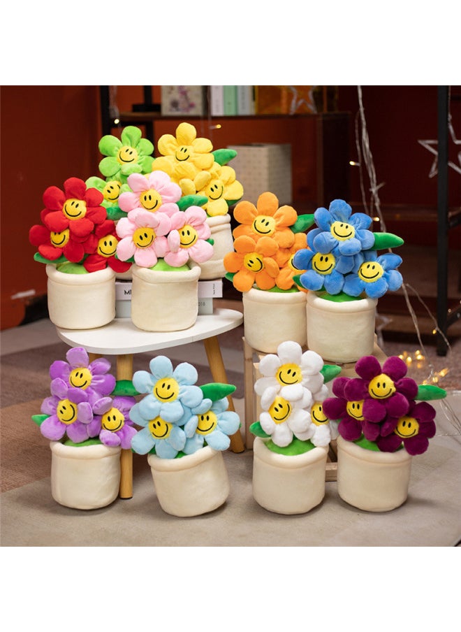 Sunflower Ornaments Plush Home Decoration Internet Celebrant Stall Doll Waist Doll Creative Plant Potted Doll-Color:Red-Height:30cm 0.25kg