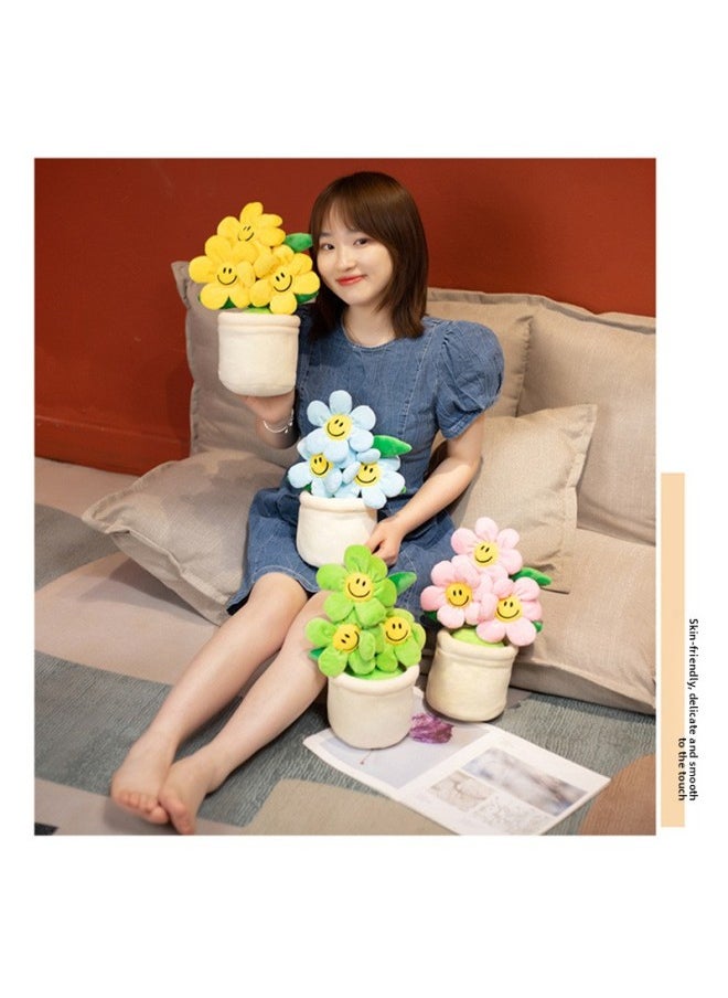 Sunflower Ornaments Plush Home Decoration Internet Celebrant Stall Doll Waist Doll Creative Plant Potted Doll-Color:Red-Height:30cm 0.25kg