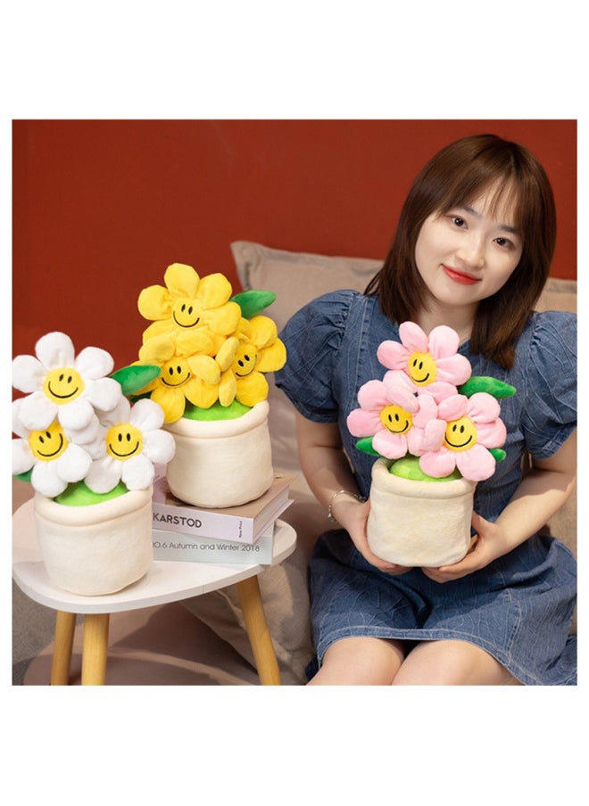 Sunflower Ornaments Plush Home Decoration Internet Celebrant Stall Doll Waist Doll Creative Plant Potted Doll-Color:Red-Height:30cm 0.25kg