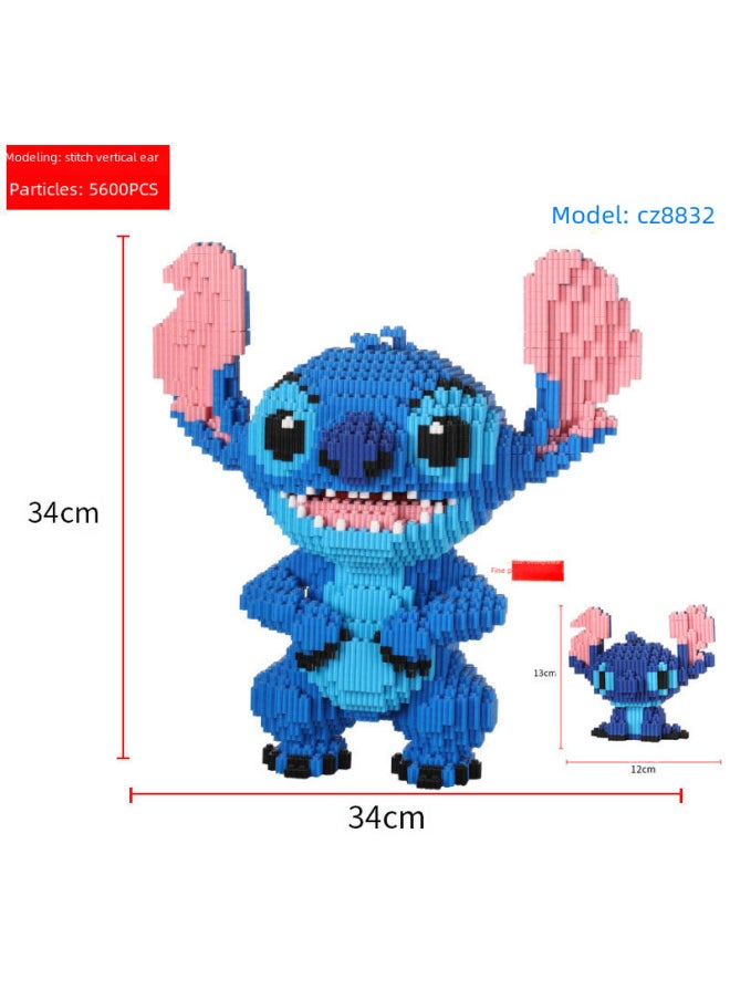 Compatible With Lego Building Blocks Stitch Boys And Girls Educational Tiny Particle Toys Assembled Adult Decompression Wholesale-Color:8873 Love Brother Di Zi Pink