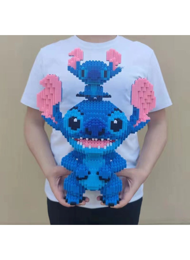 Compatible With Lego Building Blocks Stitch Boys And Girls Educational Tiny Particle Toys Assembled Adult Decompression Wholesale-Color:8873 Love Brother Di Zi Pink