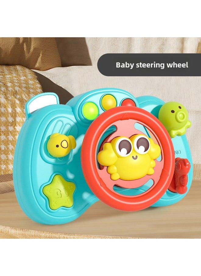 Children's Toys Educational Early Education Cartoon Steering Wheel Simulation Co-pilot Driving Baby Toy Montessori Baby-Color:Crab Steering Wheel 【English Color Box】】