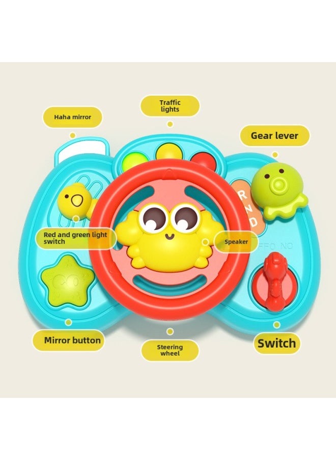 Children's Toys Educational Early Education Cartoon Steering Wheel Simulation Co-pilot Driving Baby Toy Montessori Baby-Color:Crab Steering Wheel 【English Color Box】】