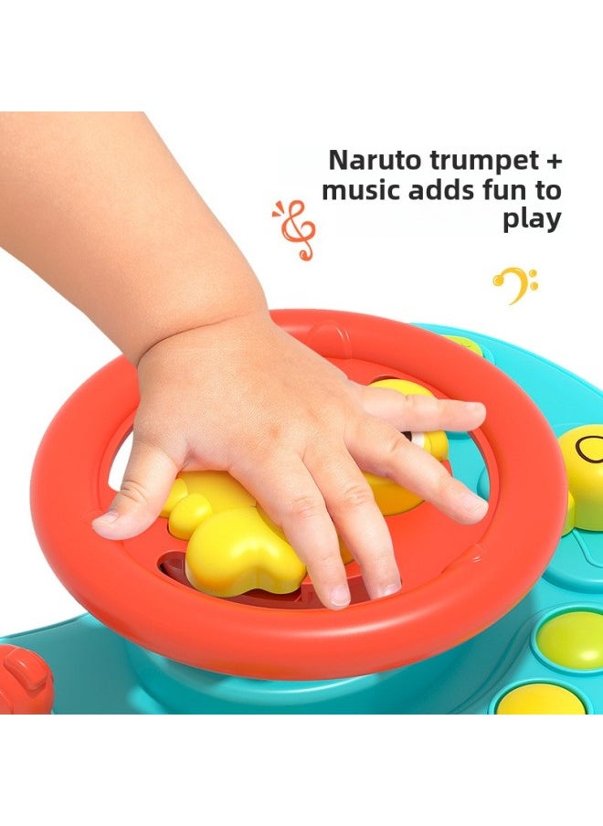 Children's Toys Educational Early Education Cartoon Steering Wheel Simulation Co-pilot Driving Baby Toy Montessori Baby-Color:Crab Steering Wheel 【English Color Box】】
