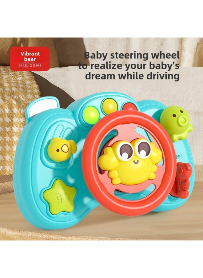 Children's Toys Educational Early Education Cartoon Steering Wheel Simulation Co-pilot Driving Baby Toy Montessori Baby-Color:Crab Steering Wheel 【English Color Box】】