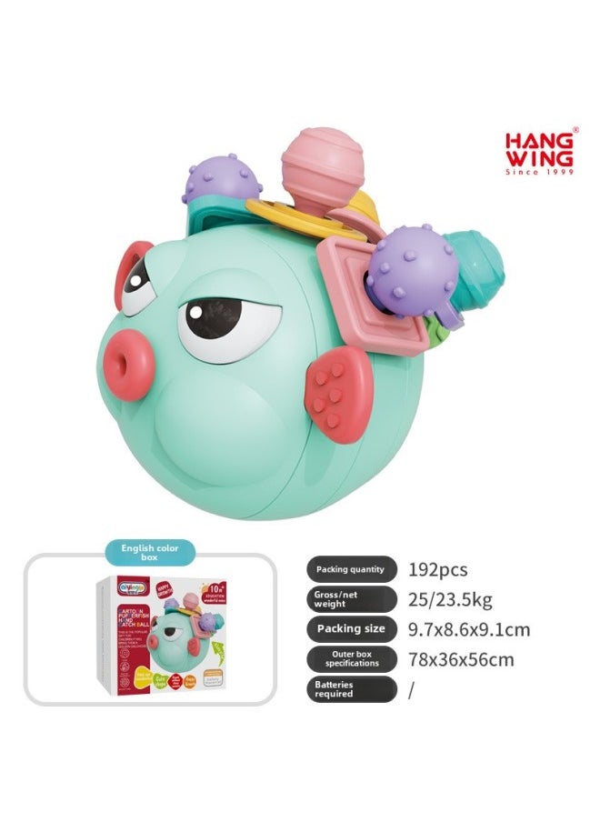 Baby Sucker Toys 0-18 Months Newborn Baby Lala Grasp Hand Grab Ball Hot Sale-Color:Puffer Twist Music-green